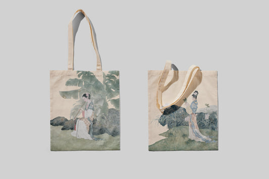 Red Chamber Elegance – Chinese Lady Art Canvas Tote Bag (Inspired by Peng Lianxi’s Dream of the Red Chamber Illustrations)